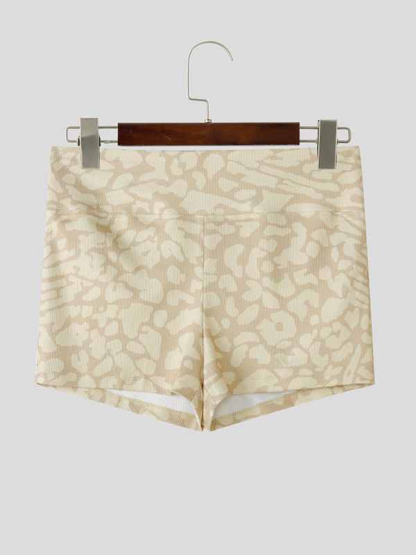 Men's High Street Gym Cargo Leopard Print Butt Lifting Short SKUL75672