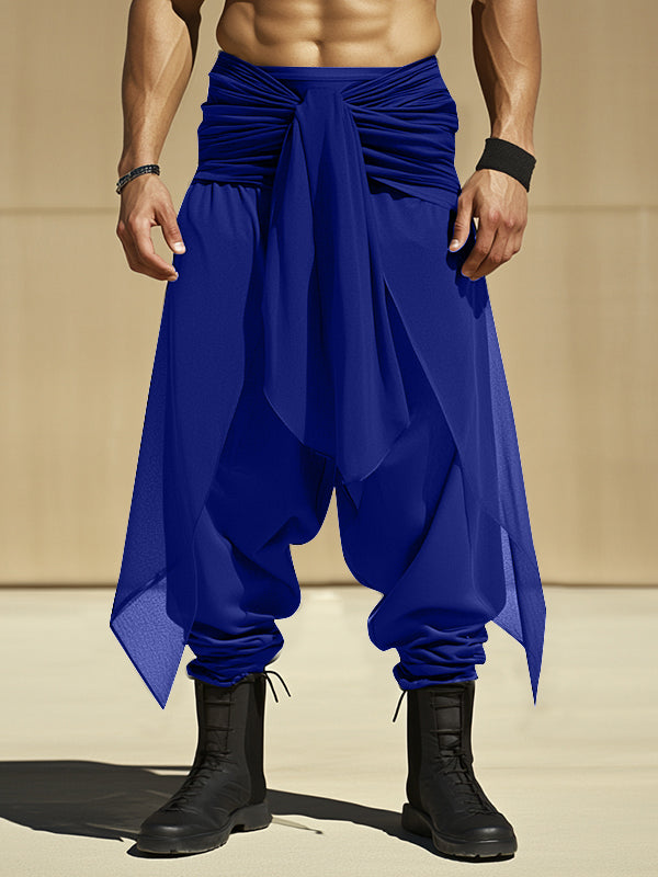 Mens Solid Color Semi-Sheer Ruched Pant SKUL05269