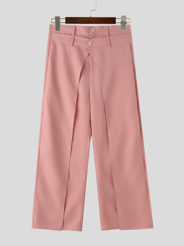 Men's Avant-Garde Asymmetric Layered High Waist Draped Wide Leg Pant SKUL68499