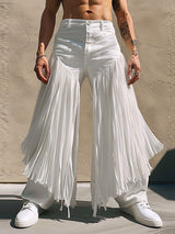 Mens Solid Irregular Fringe Patchwork Pants SKUK58908