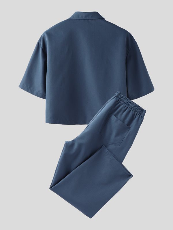 Men's Solid Color Casual Two Pieces Outfit SKUL36331