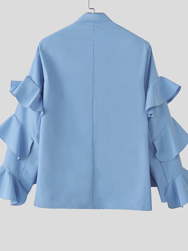 Men's Deconstructed Ruffle Patchwork Casual Blazer SKUL40180