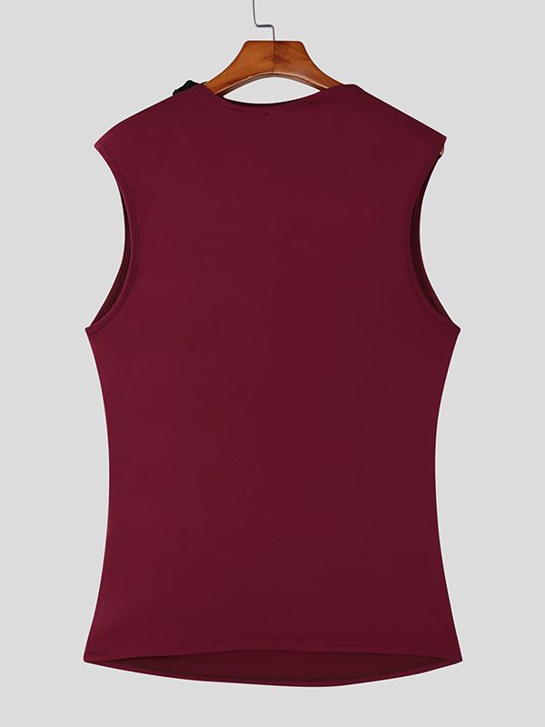 Men's 3D Floral Patchwork Pleated Knit Tank SKUL48644