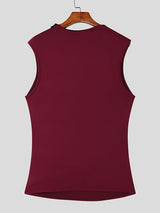 Men's 3D Floral Patchwork Pleated Knit Tank SKUL48644