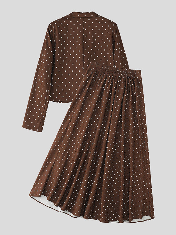 Men's Polka Dot Print Irregular Hem Two Pieces Outfit SKUL25725