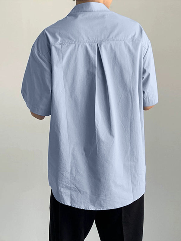 Mens Solid Color Short-Sleeve Pocket Shirt SKUL01121