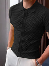 Mens Texture Knitted Short Sleeve Shirt SKUK99343