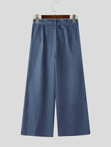 Men's High-Street Japanese Harajuku Pinstripe Wide-Leg Pant SKUL75700