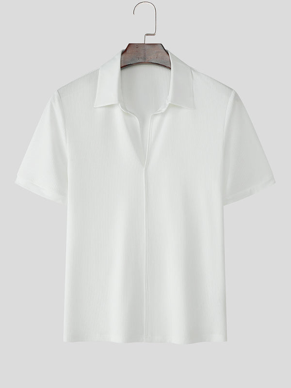 Mens Solid Color Textured Short Sleeve Shirt SKUL17049