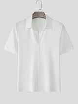 Mens Solid Color Textured Short Sleeve Shirt SKUL17049