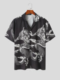 Mens Dragon Print Revere Collar Shirt SKUK48480