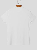 Mens Solid Color Knit Crew Neck Short Sleeve T-Shirt SKUL15154