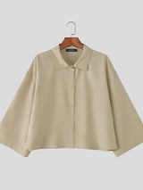 Men's Solid Color Cropped 3/4 Length Sleeve Shirt SKUL41332