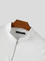 Mens Knit Stand Collar Short Sleeve T-Shirt SKUL17896