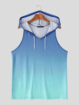 Mens Gradient Color Casual Hooded Tank SKUL17428