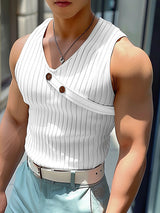 Mens Fashion Knitted Button Design V-Neck Tank SKUK65712