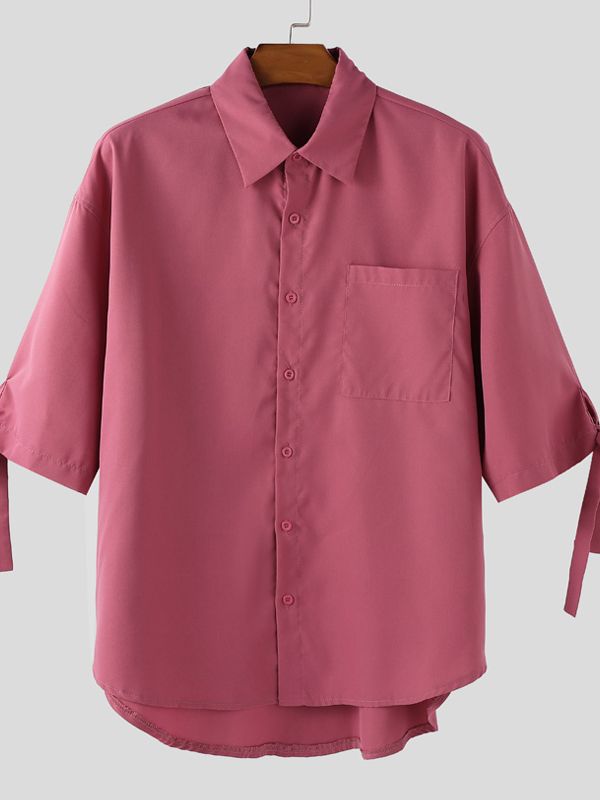 Men's Bow Tie Half Sleeve Shirt SKUL39894