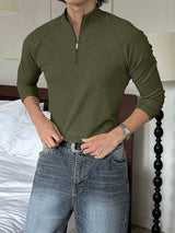 Men's Textured Zip Long Sleeve T-Shirt SKUL38542