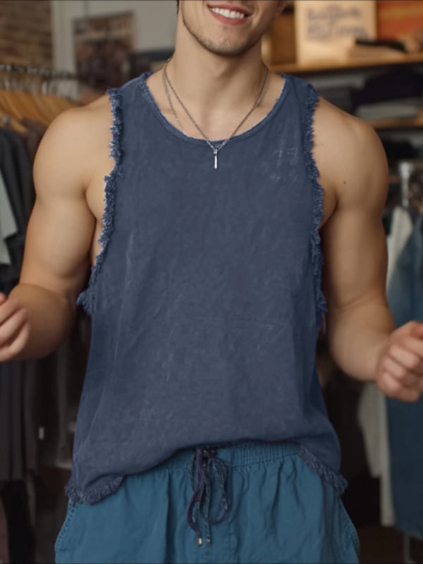Men's Fringe Patchwork Casual Tank SKUL20172