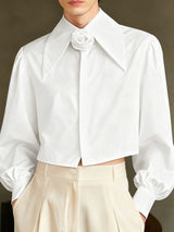 Men's 3D Floral Patchwork Cropped Long Sleeve Shirt SKUL45336