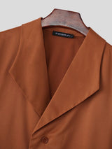 Men's Solid Color Turn Down Collar Short Sleeve Shirt SKUL55353