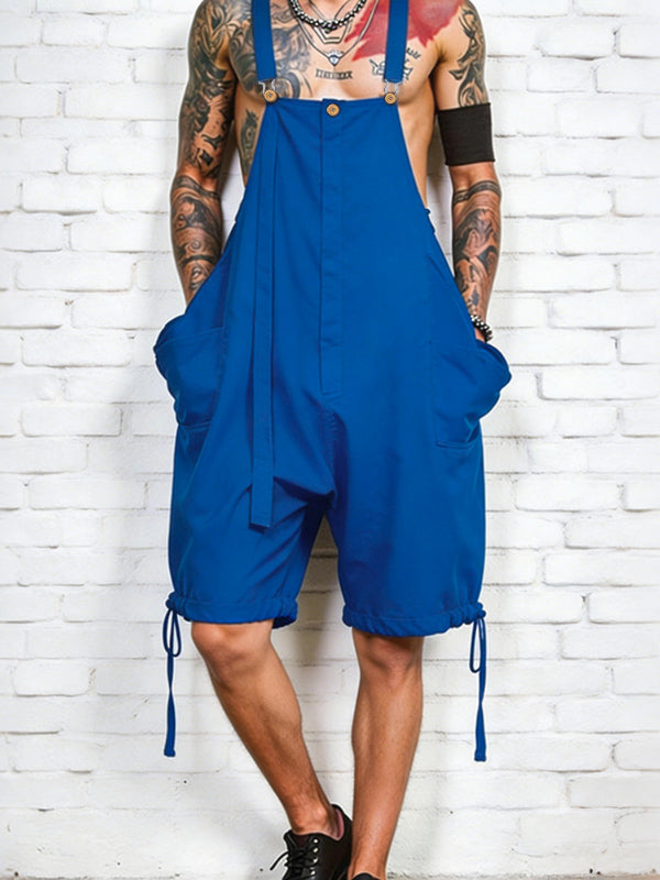 Men's Avant-Garde Oversized Drop-Crotch Drawstring Dungaree Jumpsuit SKUL63177