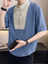 Mens New Chinese Style Stand Collar Shirt SKUK58740