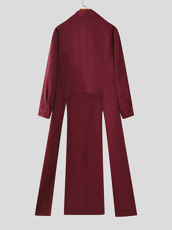 Men's Solid Multi-Panel Split Long Sleeve Shirt SKUL25820