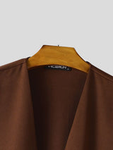 Men's Solid Color Ribbon Patchwork Casual Cloak SKUL37245