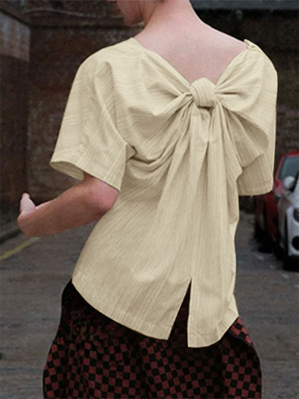 Mens Bow Tie Patchwork Short Sleeve T-Shirt SKUK98829