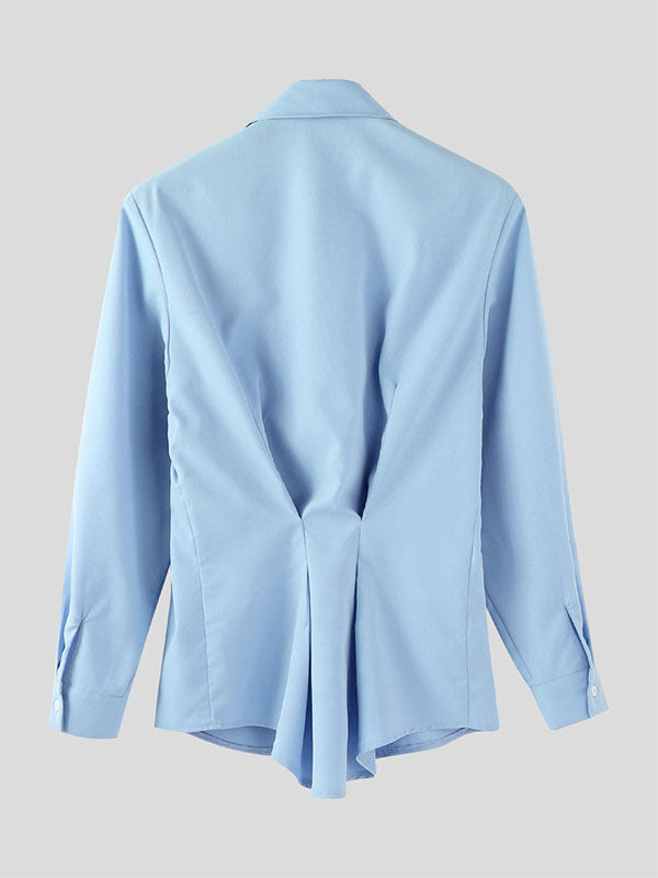 Men's Bow Patchwork Colorblock Long Sleeve Shirt SKUL24200