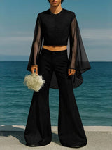 Men's Sheer Mesh Patchwork Cropped Two Pieces Outfit SKUL36344