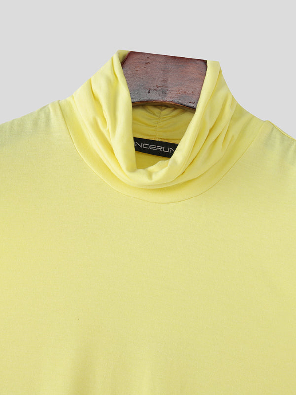 Men's Solid Color Casual Turtleneck Tank SKUL23615