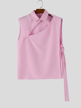 Men's Asymmetric Cut Design Sleeveless Shirt SKUL56662