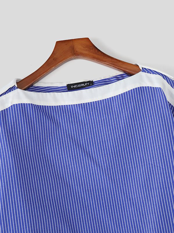 Men's Off Shoulder Contrast Color Long Sleeve Shirt SKUL47596