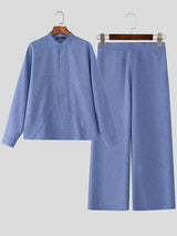 Men's Solid Color Loose Casual Two Pieces Outfit SKUL40092