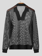 Men's Sheer Mesh Long Sleeve Shirt SKUL46258