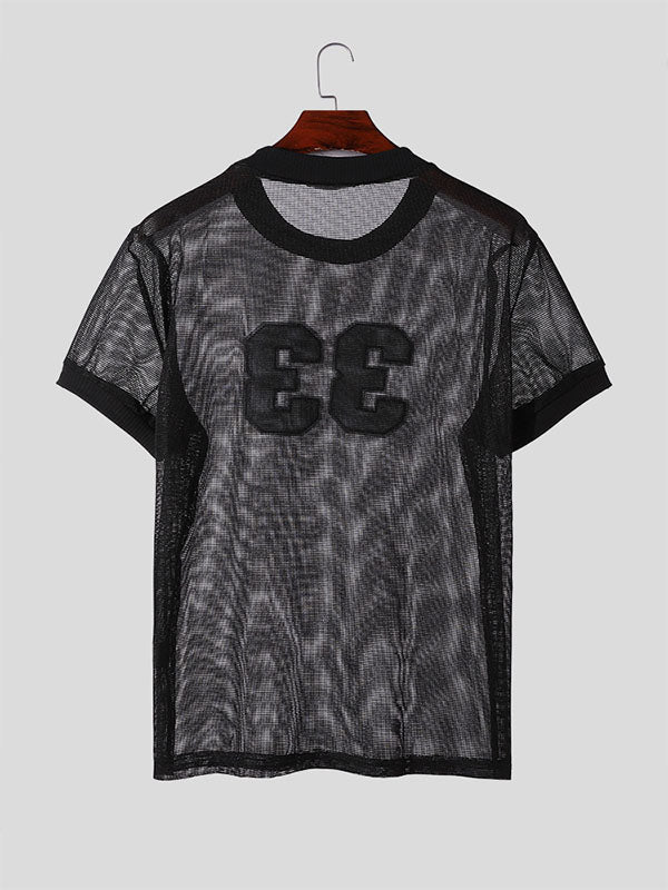 Mens Digital Printed Mesh Round Neck T-Shirt SKUK72786