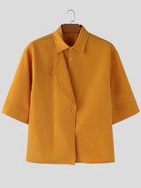 Men's Asymmetric Placket Flap Short Sleeve Shirt SKUL53008