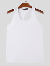 Mens Irregular Solid U-Neck Sleeveless Casual Vest SKUK57372