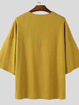 Men's 3D Floral Print Textured Half Sleeve T-Shirt SKUL32865