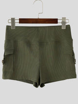 Men's Utility Ribbed High-Waisted Cargo Booty Short SKUL75676