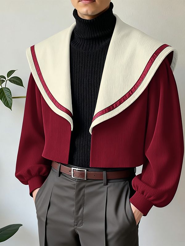 Men's Contrast Color Textured Long Sleeve Cardigan SKUL40309