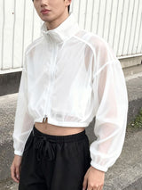 Men's Lightweight Semi Sheer Cropped Long Sleeve Jacket SKUL46175