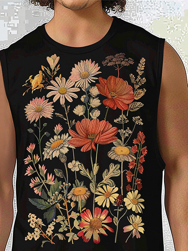 Mens Floral Print Crew Neck Tank SKUK61920