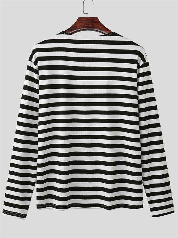 Mens Striped Knit Long Sleeve T-Shirt SKUL22817