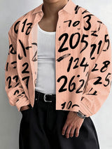 Men's Number Print Striped Long Sleeve Shirt SKUL38530