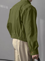 Men's Strap Patchwork Stand Collar Long Sleeve Jacket SKUL41074