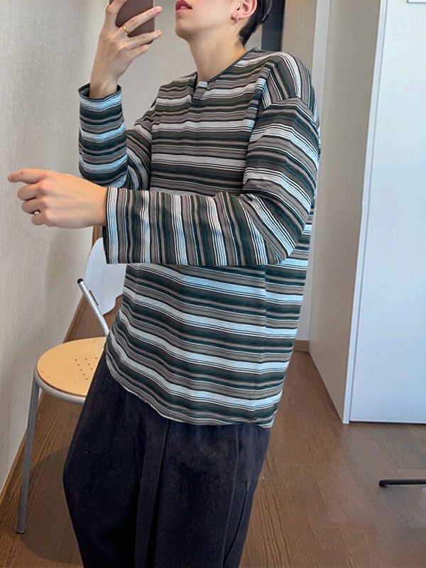 Men's Casual Striped Long Sleeve T-Shirt SKUL36396