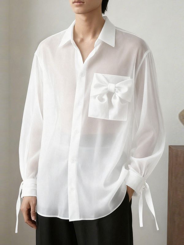 Men's Chiffon Sheer Long Sleeve Shirt SKUL41216